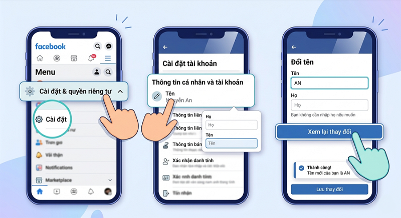 Hướng Dẫn Đổi Tên Facebook 1 Chữ Thành Công