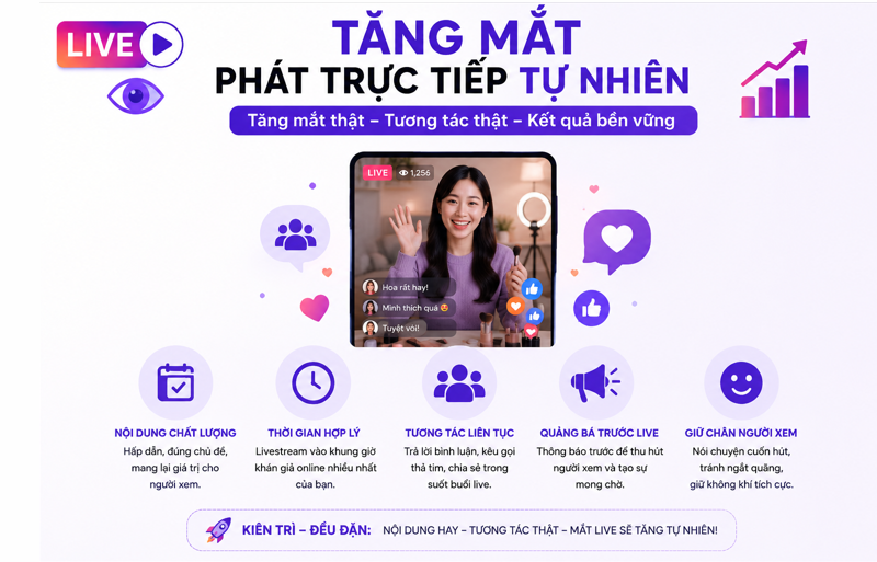 Hướng dẫn cách tăng mắt livestream miễn phí và an toàn
