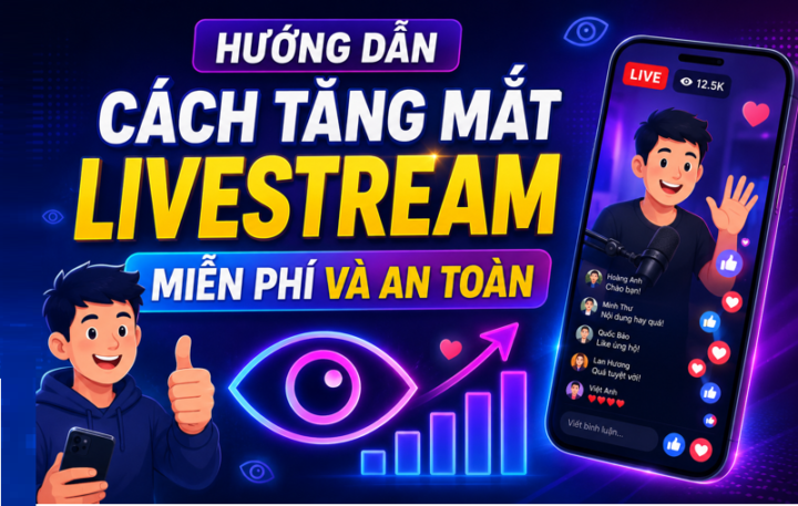 Hướng dẫn cách tăng mắt livestream miễn phí và an toàn