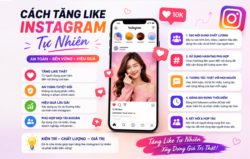 Hướng Dẫn Cách Tăng Like Instagram Free 100% Cho Người Mới